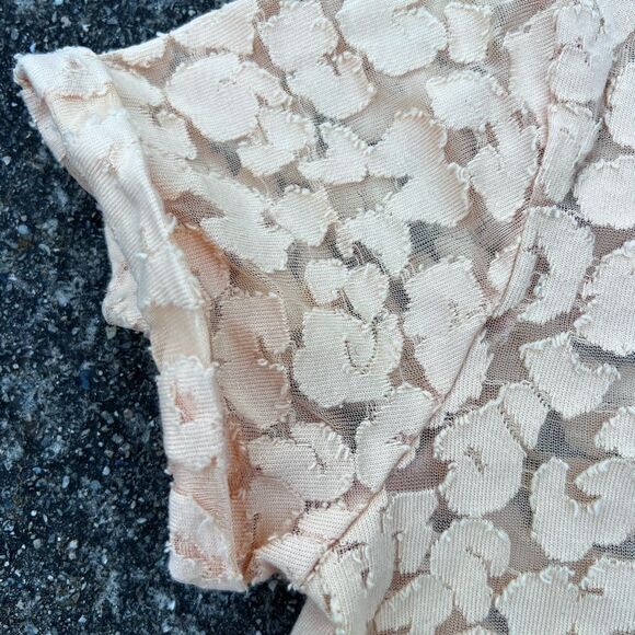 MAJE Trompette Devoré Cotton-blend Floral Lace T-shirt Size 1 (Small) - Picture 7 of 8